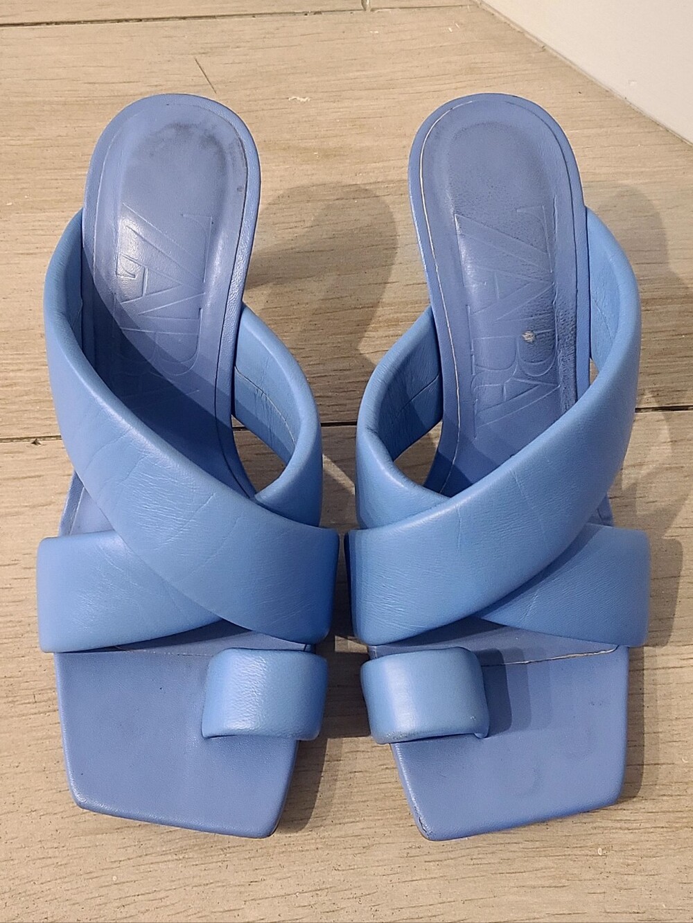 Zara Light Blue Padded Sandals